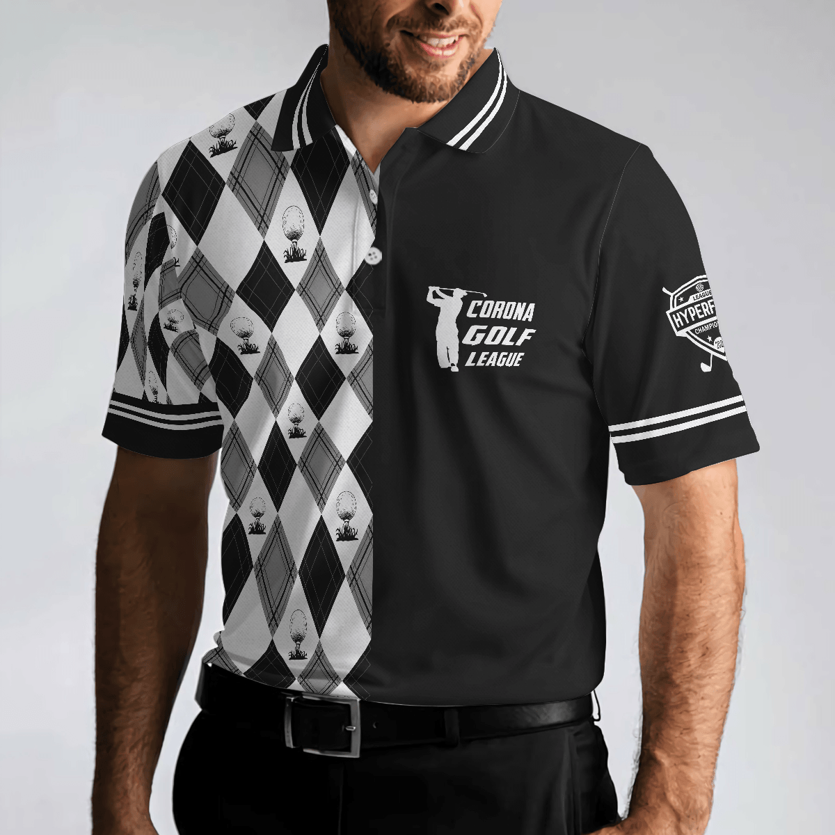 Men Golf Polo Shirt - C-Golf League Customer Custom Polo Shirt, Argyle Pattern Polo Shirt, Best Golf Shirt For Men - Amzanimalsgift
