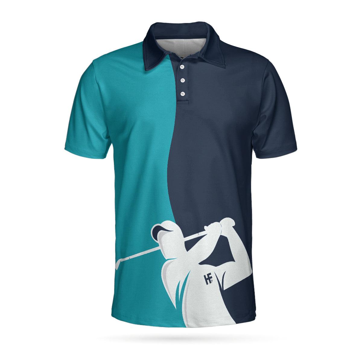 Men Golf Polo Shirt - Golf Blue And Navy Polo Shirt, White Silhouette Golfing Men Polo Shirt, Best Golf Shirt For Men, Golfers - Amzanimalsgift
