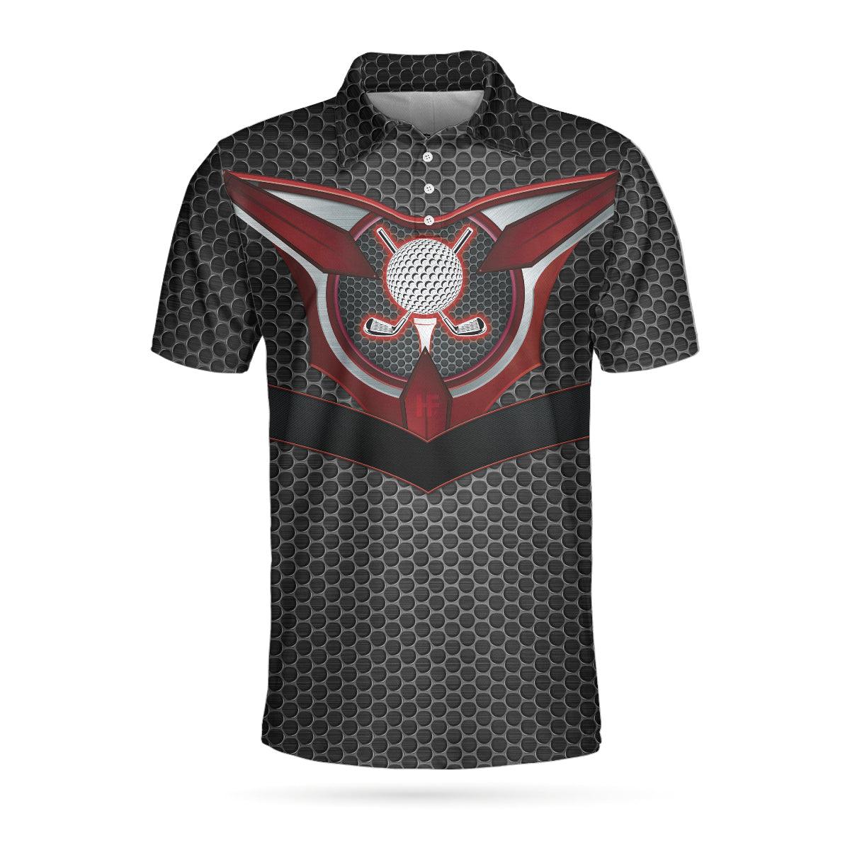 Men Golf Polo Shirt - Golf Tech Style Men Polo Shirt, Black Steel Hornet Nest Pattern Men Golf Polo Shirt - Perfect Polo Shirt For Men, Golfers - Amzanimalsgift