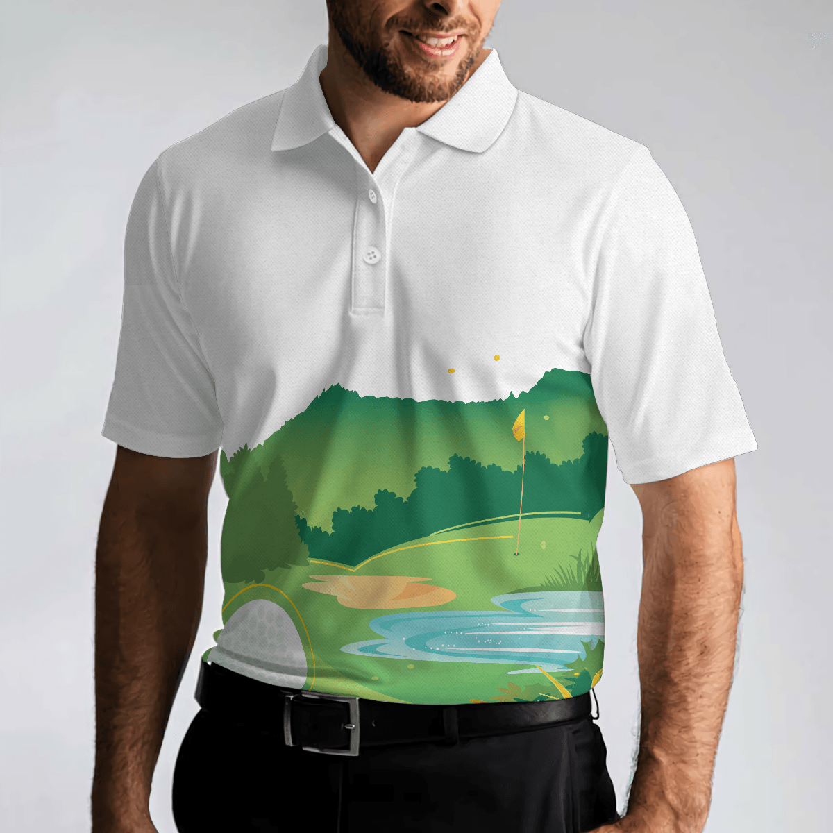 Men Golf Polo Shirt - Green Golf Course All Over Print Men Polo Shirt, Unique Golf Shirt For Men - Perfect Polo Shirt For Men, Golfers - Amzanimalsgift