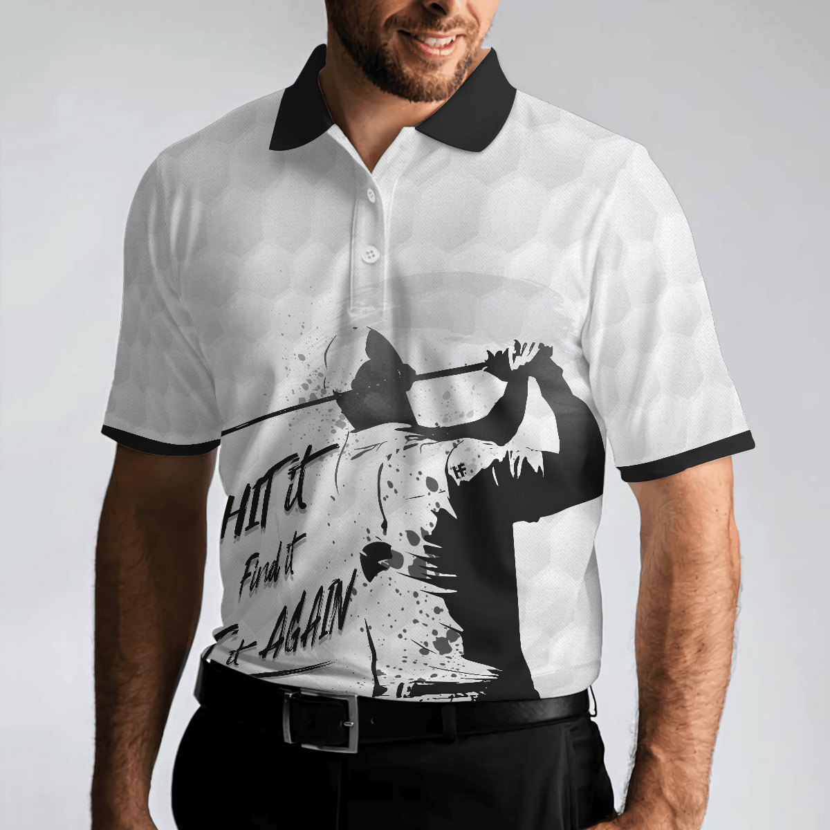Men Golf Polo Shirt - Hit It Find It Hit It Again Man Golf Men Polo Shirt - Perfect Polo Shirt For Men, Golfers - Amzanimalsgift