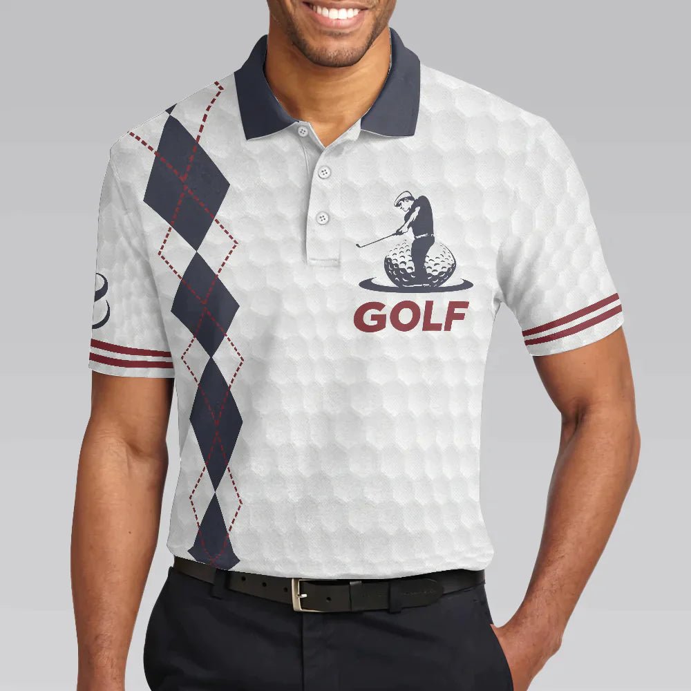 Men Golf Polo Shirt - Life Is Short Swing Hard, Grey Argyle Men Golf Polo Shirt - Perfect Polo Shirt For Men, Golfers - Amzanimalsgift