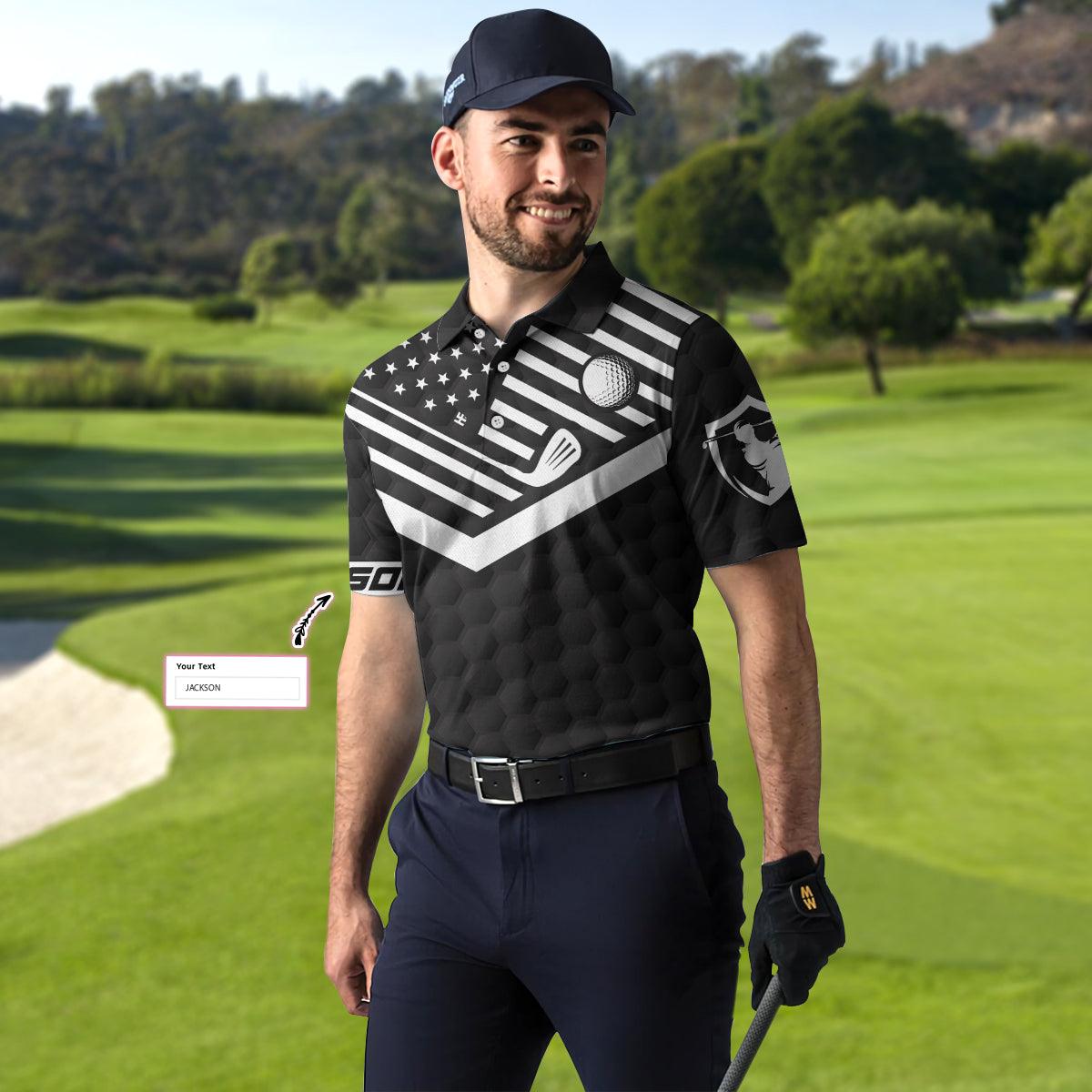 Men Golf Polo Shirt - Personalized American Flag Golf Polo Shirt, Golf And Beer That's Why I'm Here Custom Polo Shirt, Best Gift Shirt For Golf Lovers - Amzanimalsgift