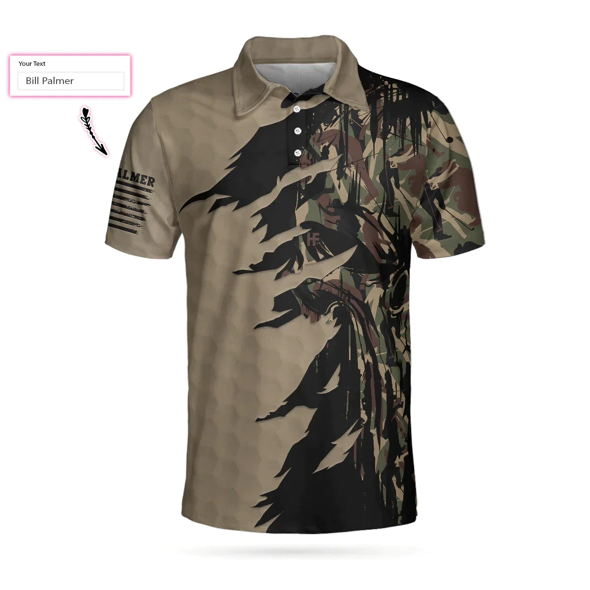 Men Golf Polo Shirt - Personalized Ripped Vintage Golfing Clubs Skull Camouflaged Men Polo Shirt, Camo Golf Custom Shirt For Male - Amzanimalsgift