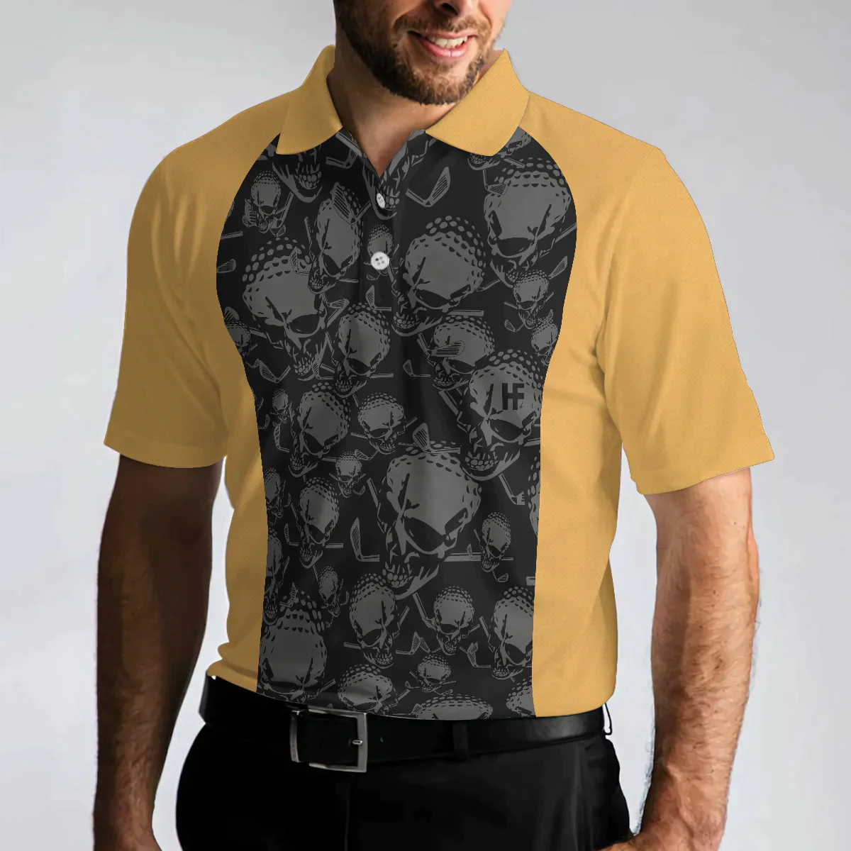 Men Golf Polo Shirt - Rules Of Golf Men Polo Shirt, Black And Orange Golfing Shirt With Sayings, Cool Golf Gift For Men, Golfers - Amzanimalsgift