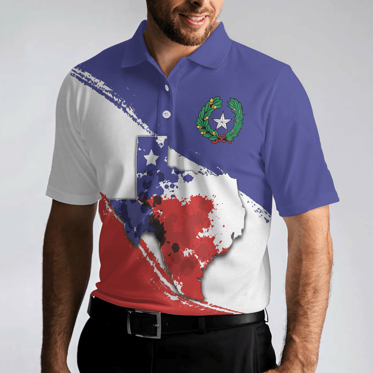 Men Golf Polo Shirt - Texas Flag All Over Print Polo Shirt For Golf,Texas Map And Flag Polo Shirt,Texas Proud Shirt For Men - Perfect Gift For Men, Golfers - Amzanimalsgift
