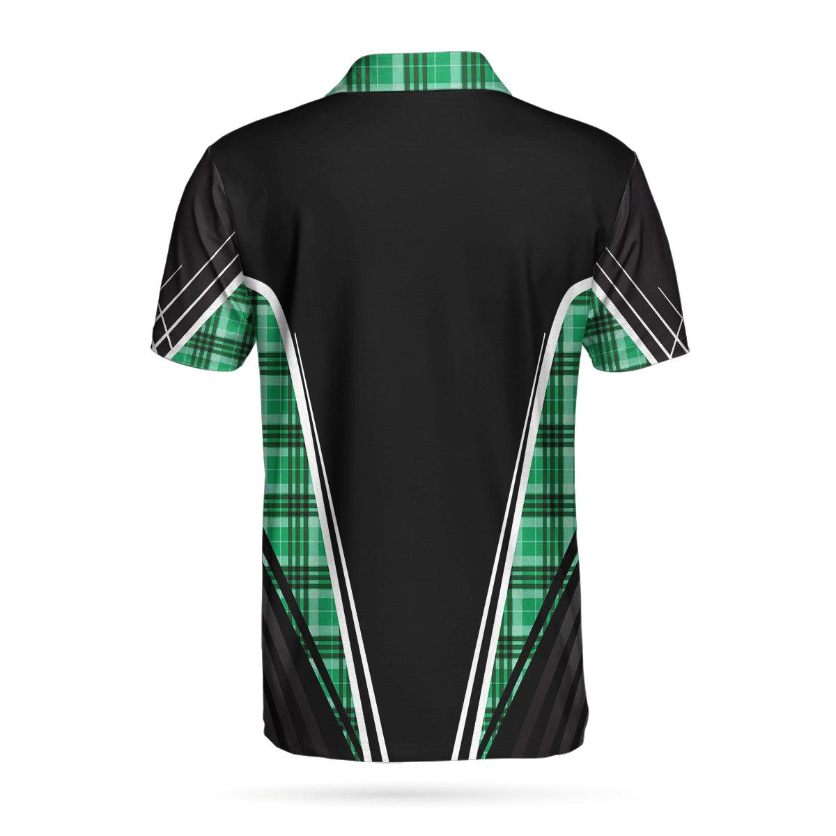 Men Golf Polo Shirt - Time To Par Tee Black And Green Polo Shirt, Green Tartan Plaid Pattern Polo Shirt, Best Golf Shirt - Perfect Gift For Men - Amzanimalsgift
