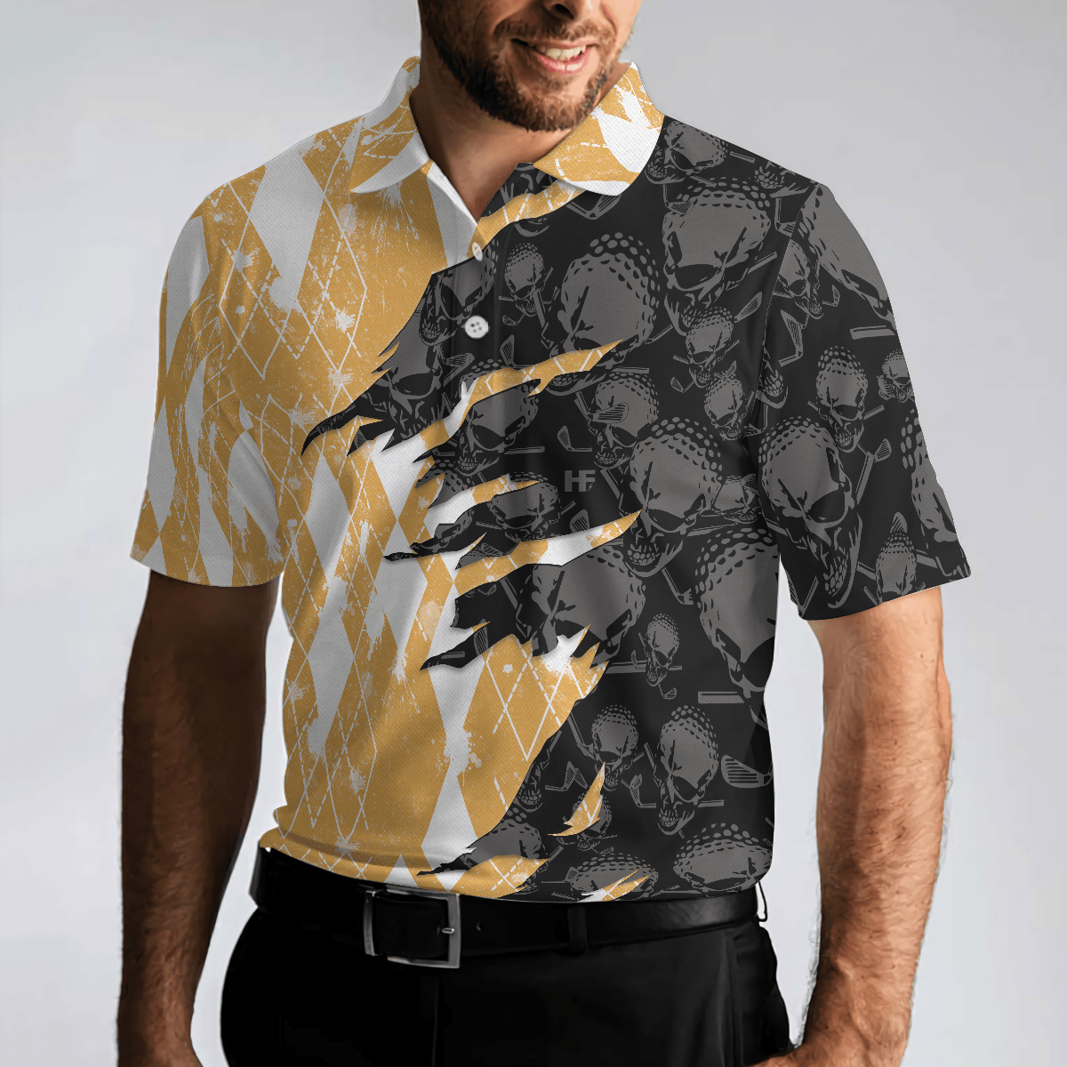 Men Golf Polo Shirt - Who Needs Therapy When You Have Beer & Golf Polo Shirt, Argyle Pattern Shirt Design For Drinking Golfers - Perfect Gift For Men - Amzanimalsgift