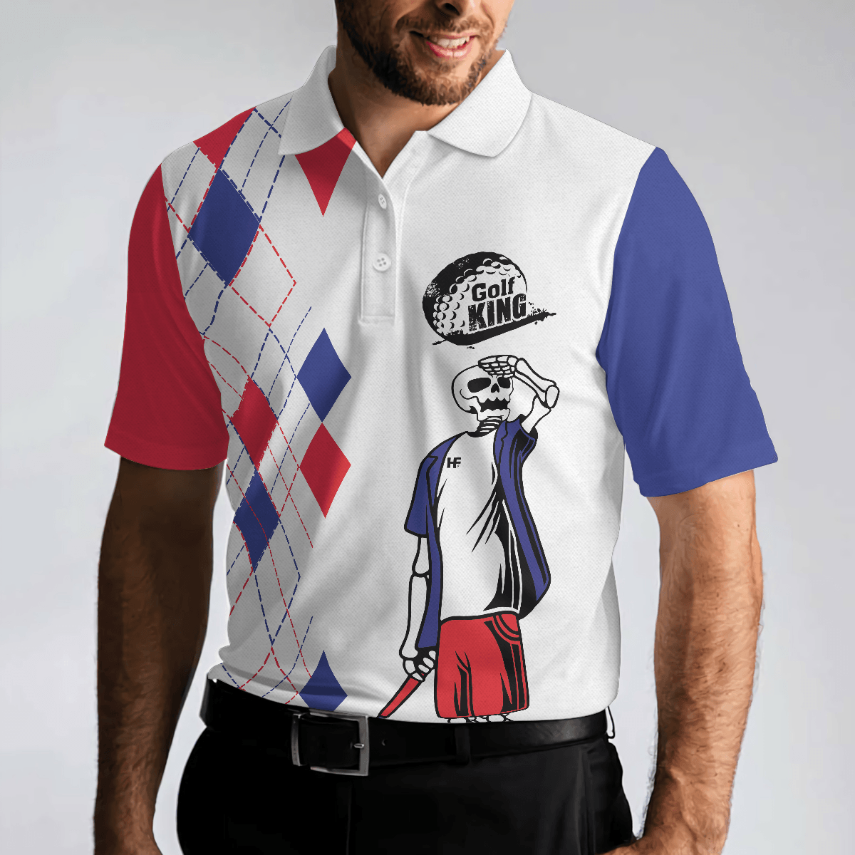 Men Golf Polo Shirt,The Older I Get The Harder It Is To Find My Balls Golf Polo Shirt, Skeleton Golf Shirt Design - Perfect Gift For Men - Amzanimalsgift