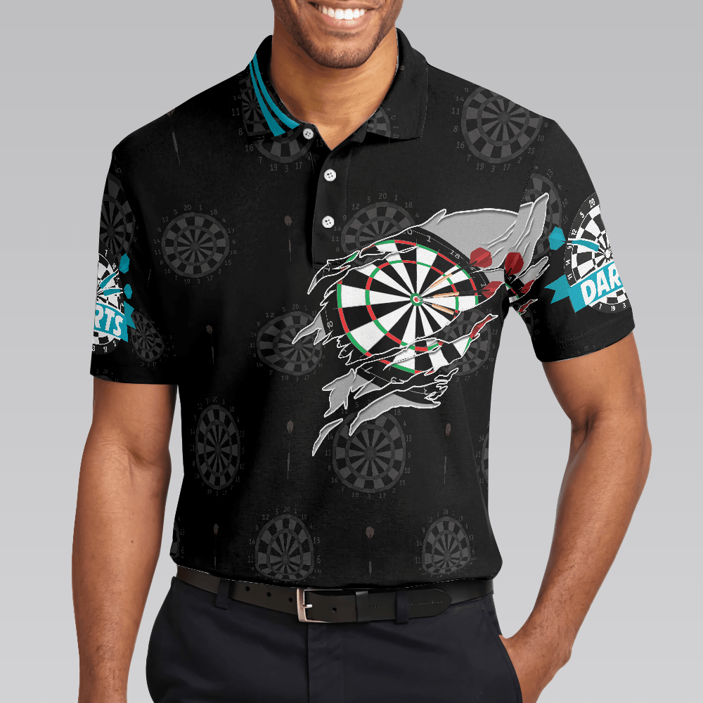 Men Polo Shirt - Born To Play Darts Shirt For Men Polo Shirt, Black Darts Shirt, Top Gift Idea For Male Darts Players - Best Polo Shirt For Men - Amzanimalsgift