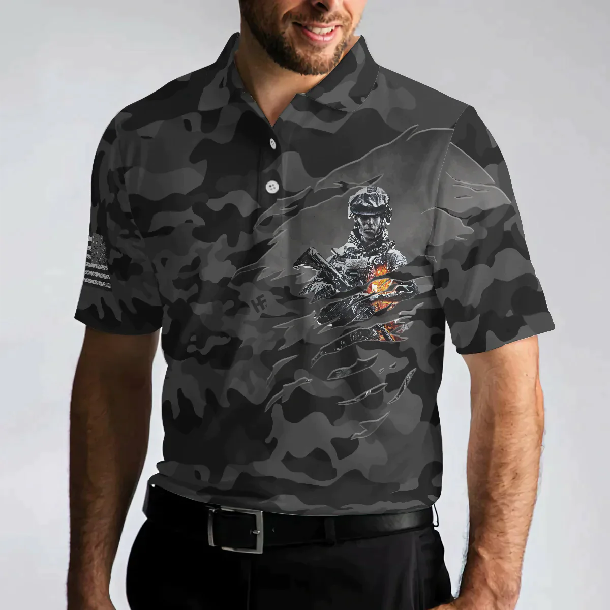 Men Veteran Polo Shirt - Dark Colored Camouflage Veteran Men Polo Shirt, I Served My Country Polo Shirt, Best Gift For Veterans - Amzanimalsgift