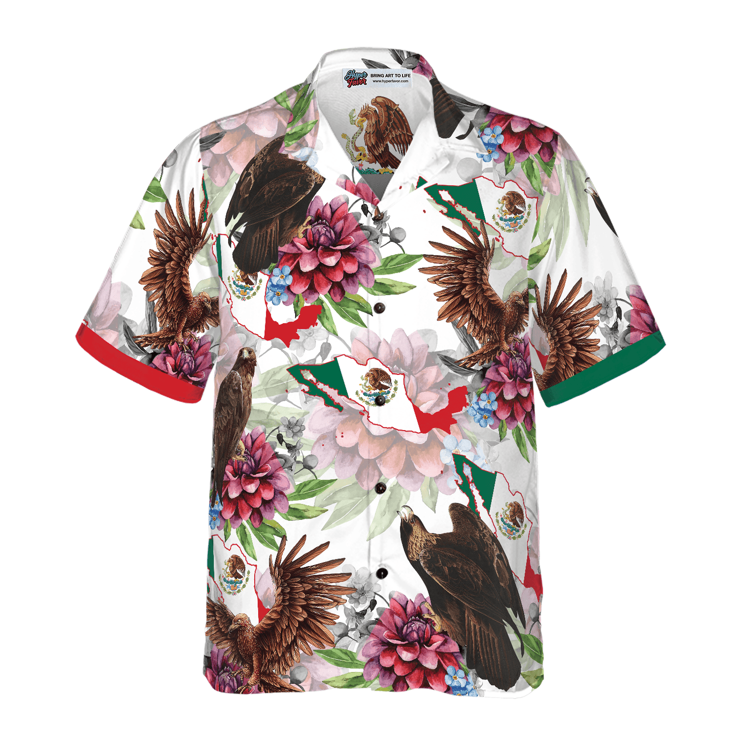 Mexico Proud Dahlia Golden Eagle Hawaiian Shirt, Colorful Summer Aloha Shirts For Men Women, Perfect Gift For Husband, Wife, Friend, Family - Amzanimalsgift