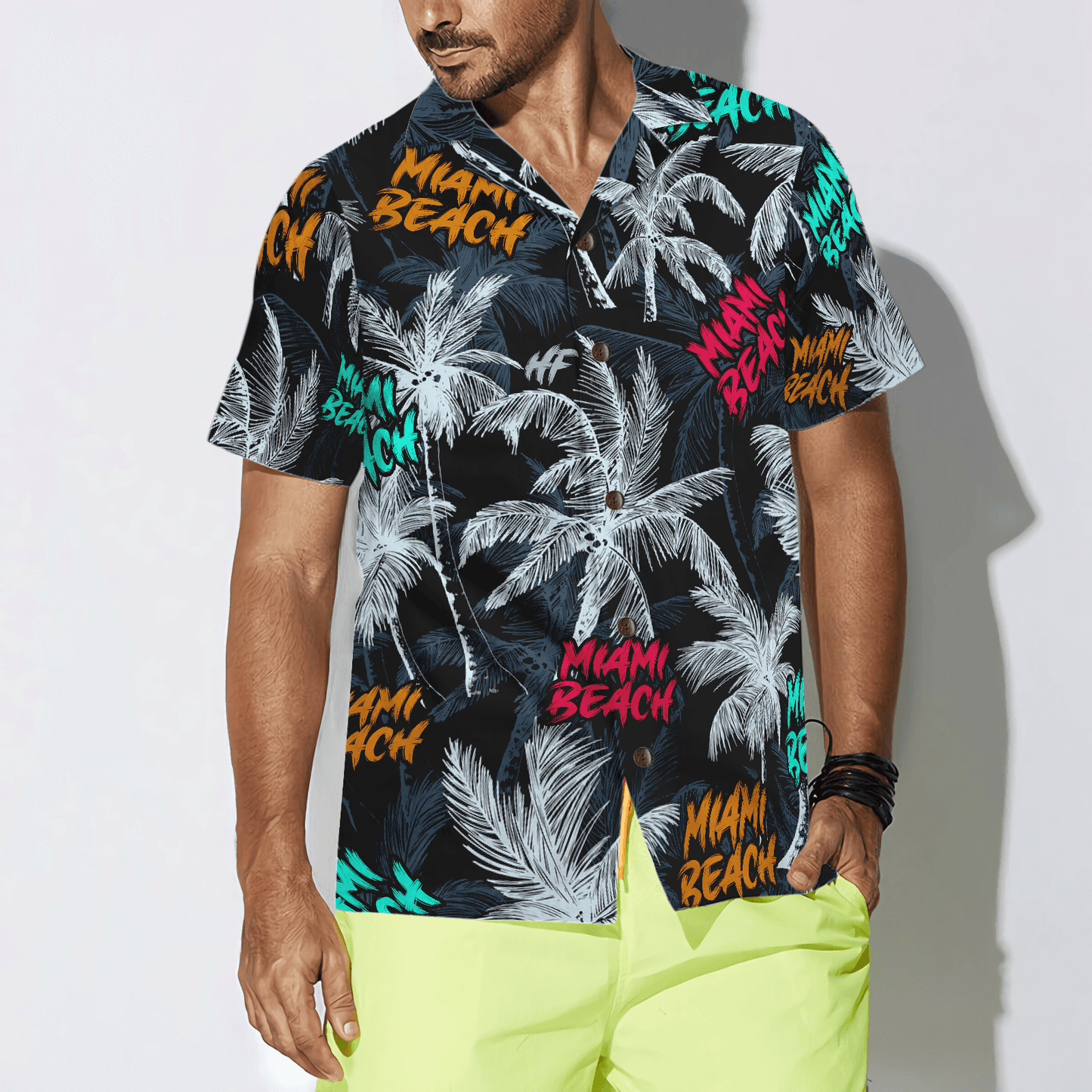Miami Beach Coconut Tree Seamless Hawaiian Shirt, Florida Miami Beach, Colorful Summer Aloha Shirt For Men Women, Perfect Gift For Friend, Family - Amzanimalsgift