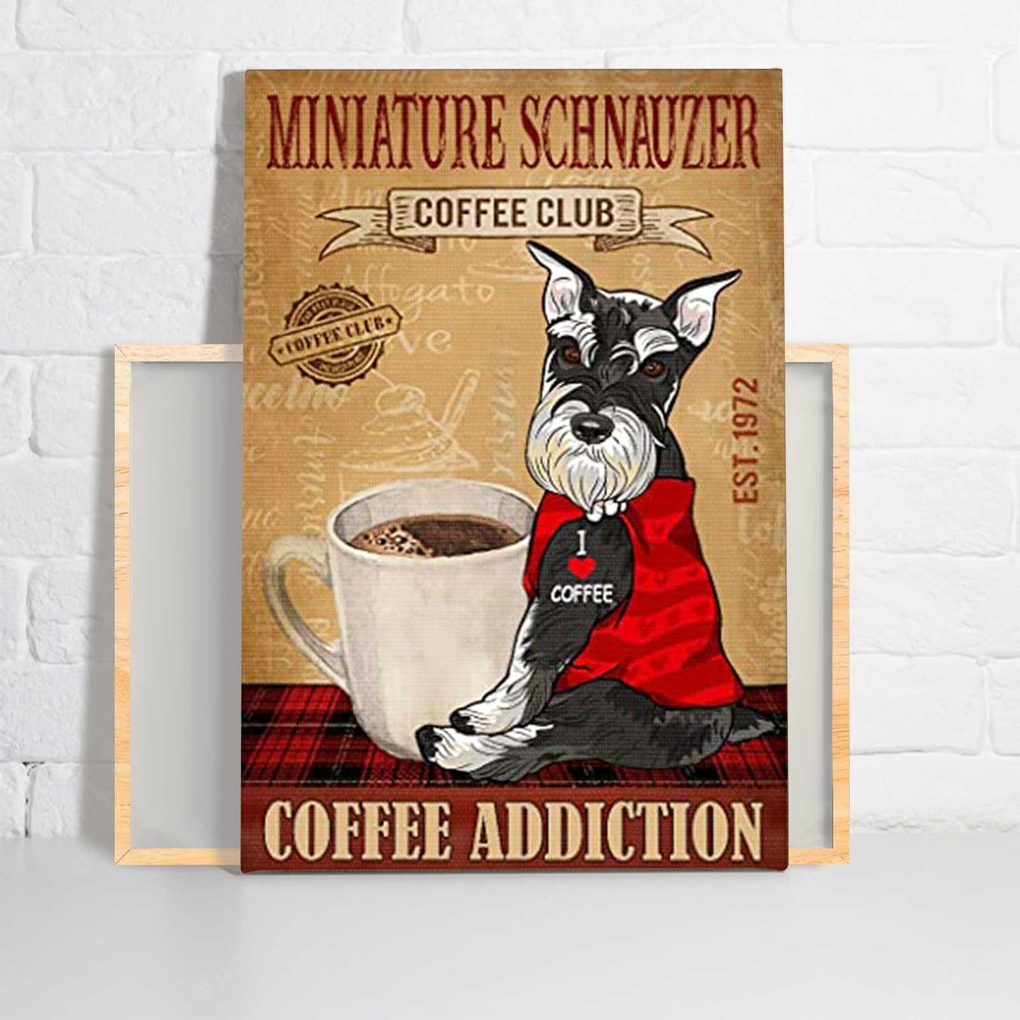 Miniature Schnauzer Dog Portrait Canvas - Dog Coffee Club Canvas, Perfect Gift For Miniature Schnauzer Dog Lover, Dog Lover - Amzanimalsgift