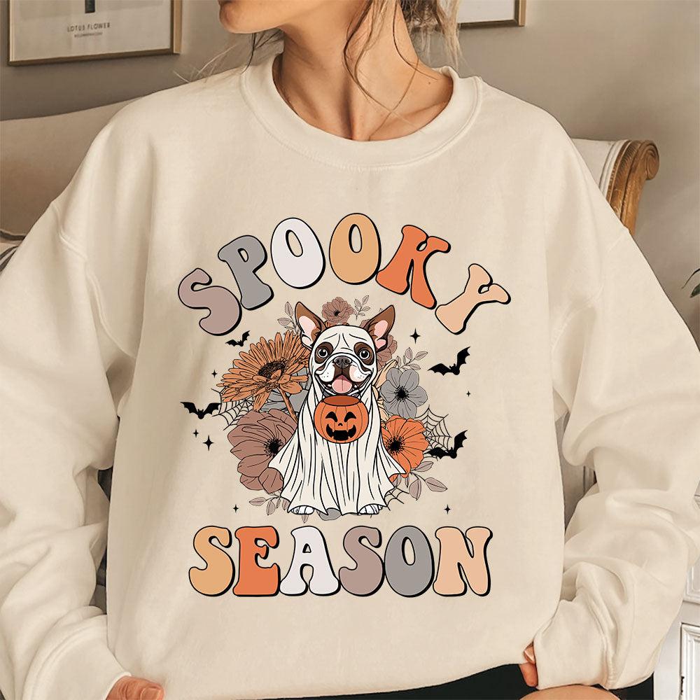 Boston Terrier Sweatshirt, Spooky Season Boston Terrier Shirt, Boston Terrier Halloween Sweatshirt
