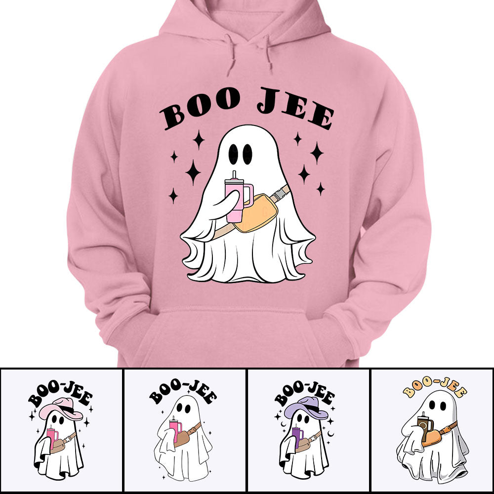 Custom Halloween Ghost Personalized Shirt - Boo Jee Spooky Fall Coffee Cup Autumn Season Shirt