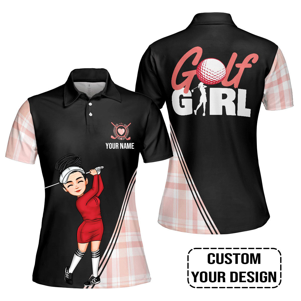 Golf Custom Women Polo Shirt, Golf Girl Personalized Women Polo Shirt