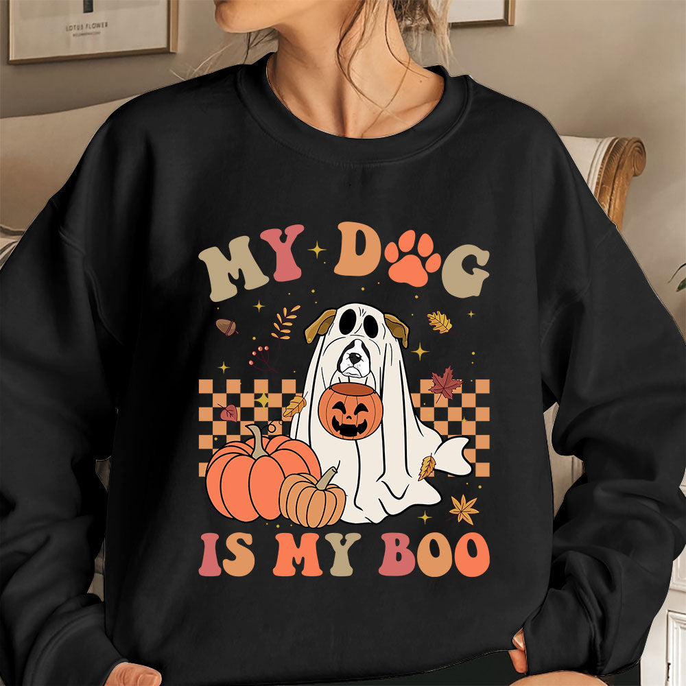 Boxer Sweatshirt, My Dog Is My Boo boxer Sweatshirt, Ghost Boxer Shirt, Boxer Halloween Sweatshirt