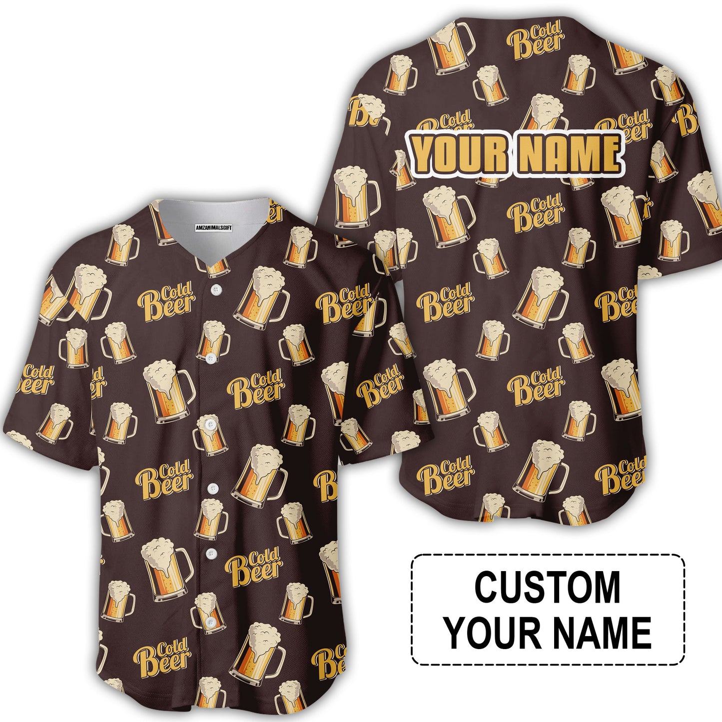 Custom Brown Cold Beer Pattern Design Oktoberfest Beer Festival Performance T-Shirt
