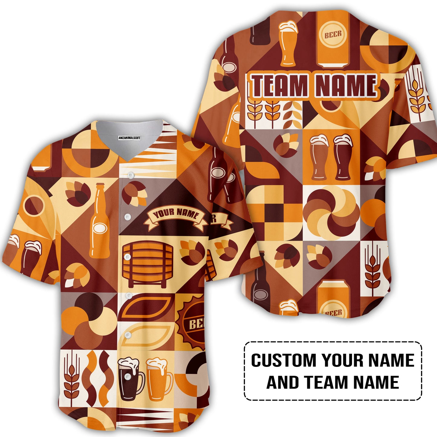 Custom Cream Brown Beer Pattern Design Oktoberfest Beer Festival Performance Polo Shirt