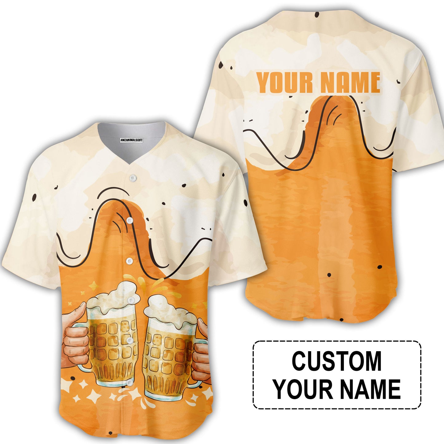 Custom Orange Cream Pattern Beer Pattern Design Oktoberfest Beer Festival Performance Polo Shirt