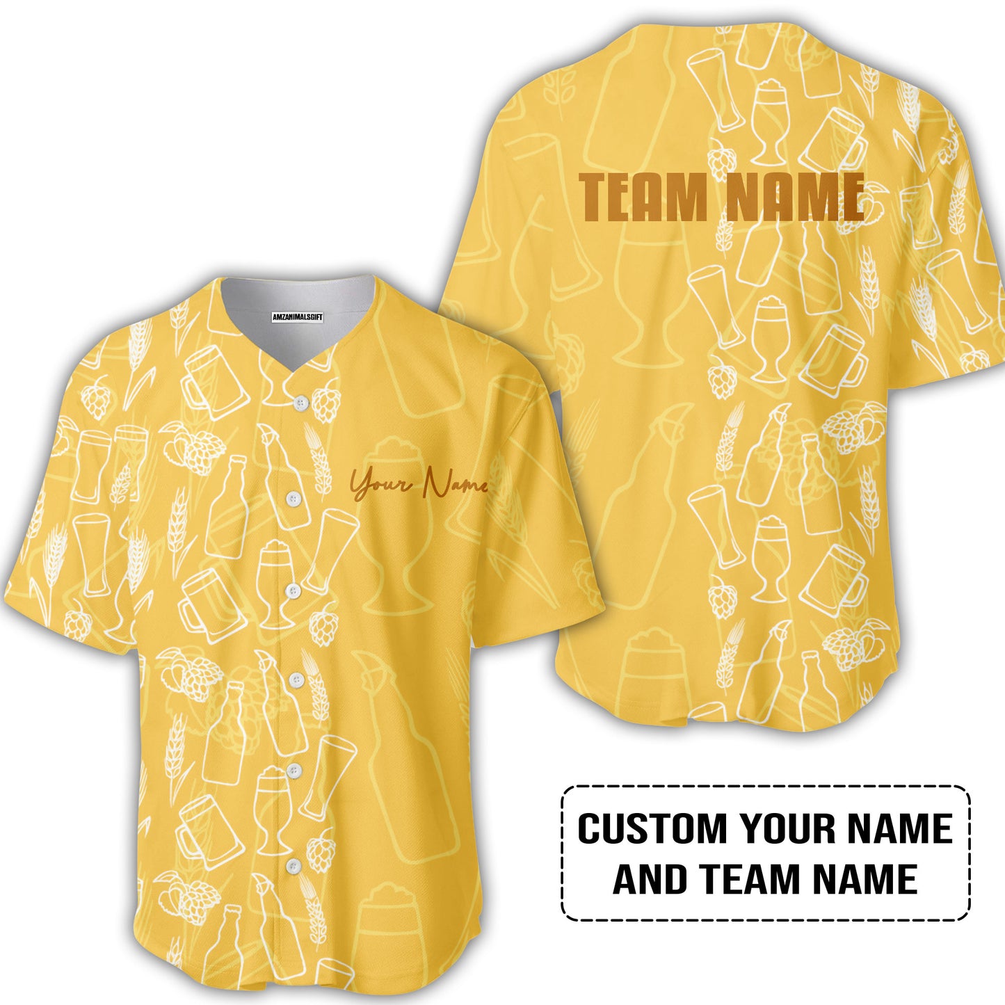 Custom Yellow Pattern Design Oktoberfest Beer Festival Performance T-Shirt