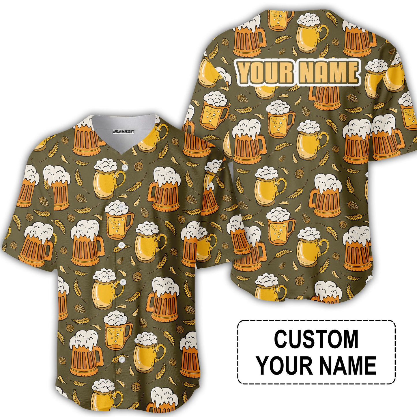 Custom Brown Pattern Beer Pattern Design Oktoberfest Beer Festival Performance Hawaiian Shirt