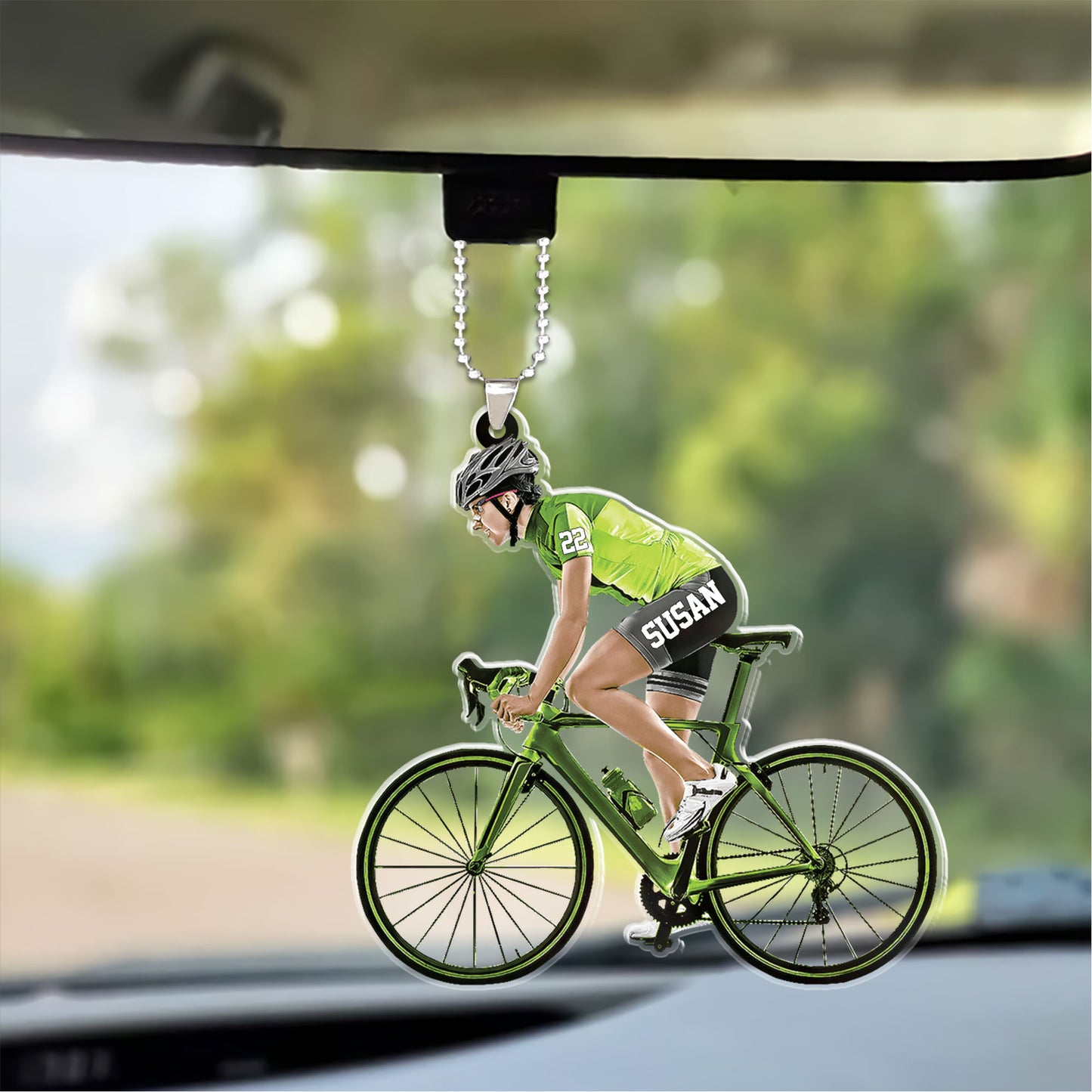 Personalized Female Cyclist, Bike Riding Acrylic Christmas Ornament, Gift For Cyclists
