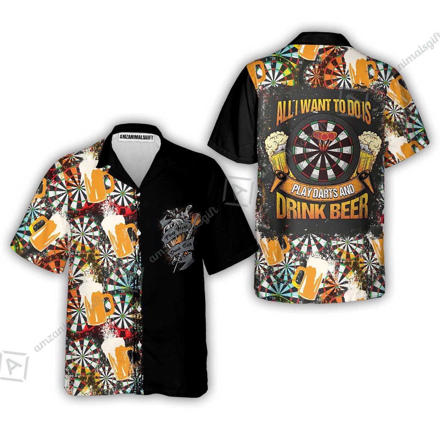 Darts T-Shirt, Play Darts And Drink Beer, Colorful Summer Darts T-Shirt