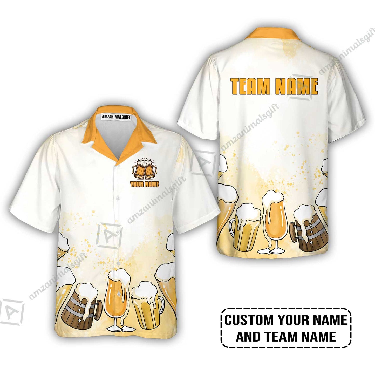 Custom Cream Beer Pattern Design Oktoberfest Beer Festival Performance Polo Shirt
