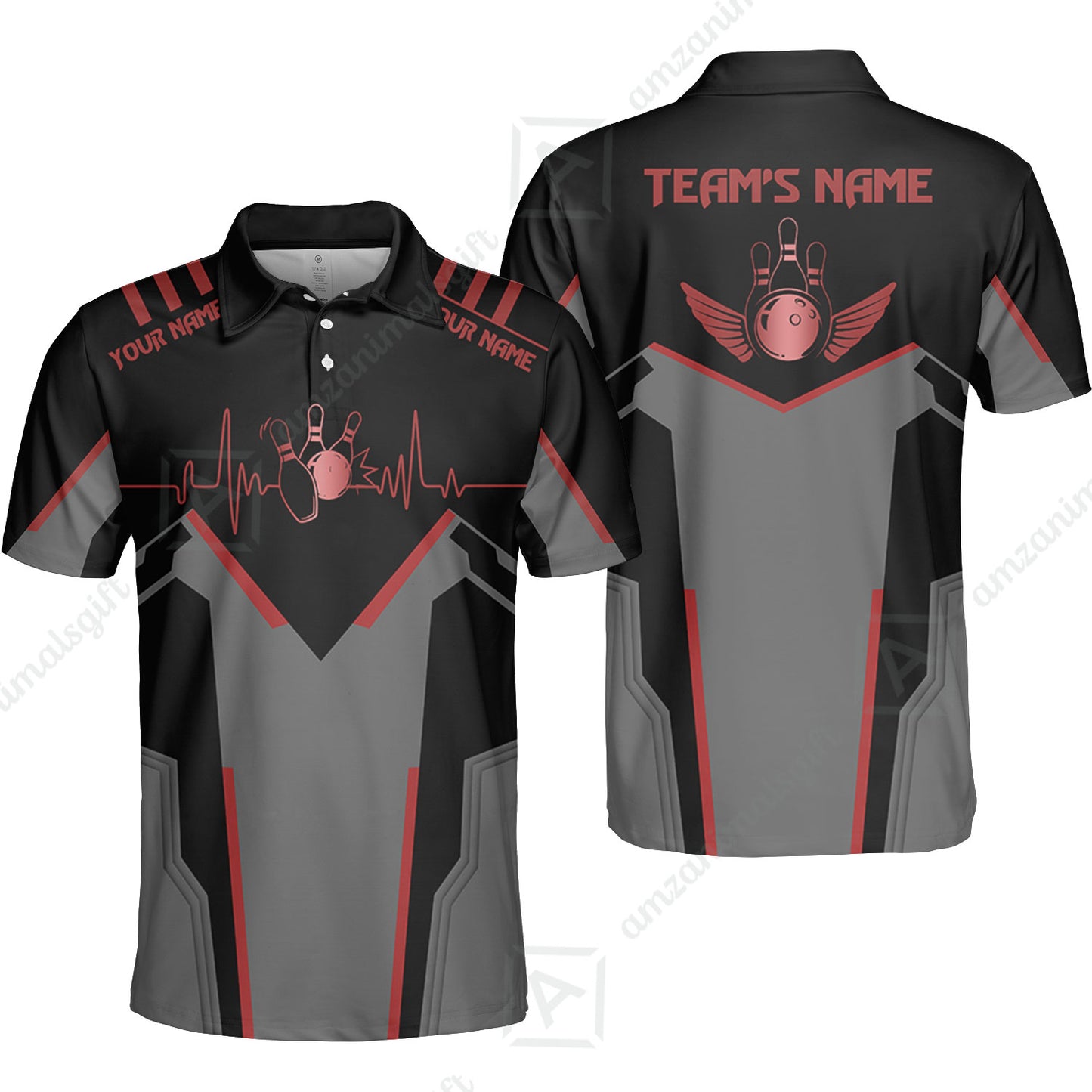 Personalized Polo Bowling Shirt Heartbeat And Esports Pattern Team Jersey Shirt For Men Women Bowlers