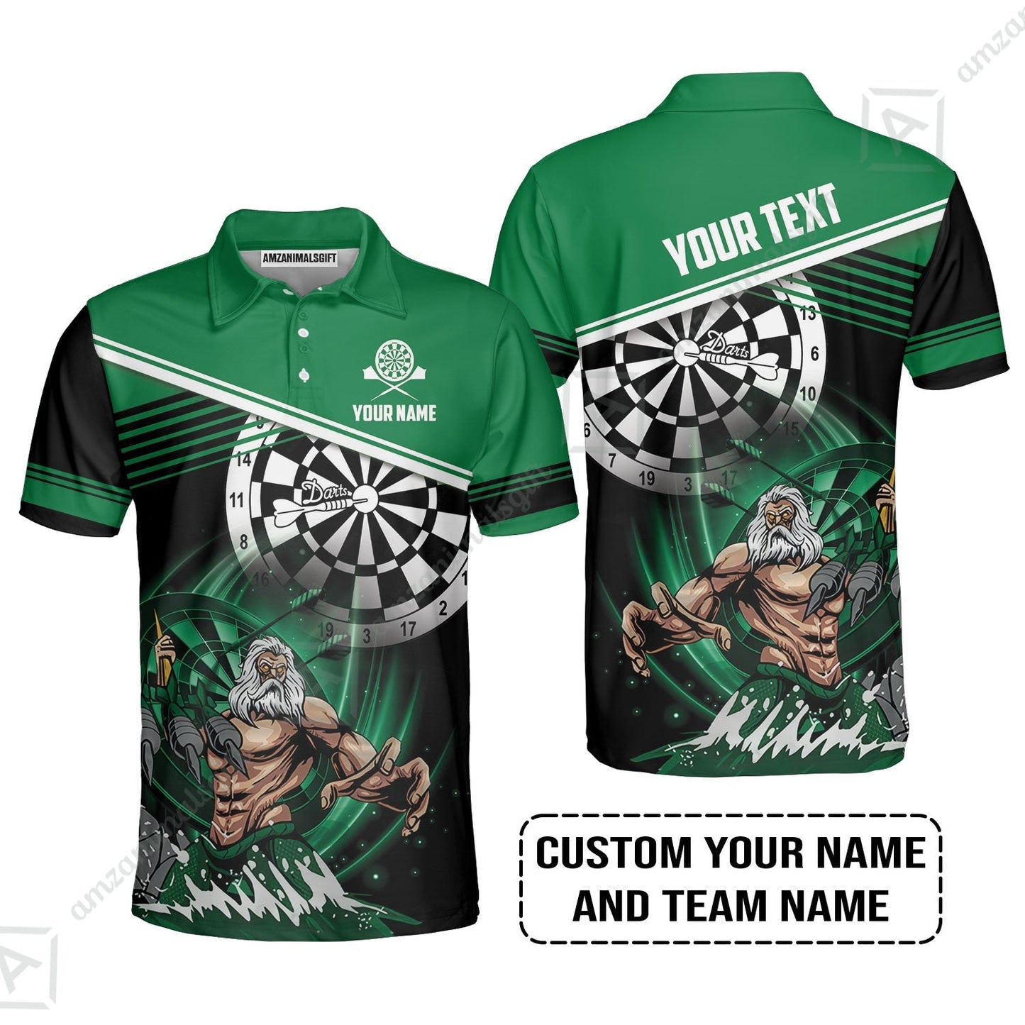 Customized Name & Text Darts T-Shirt, Personalized Name Poseidon Darts T-Shirt