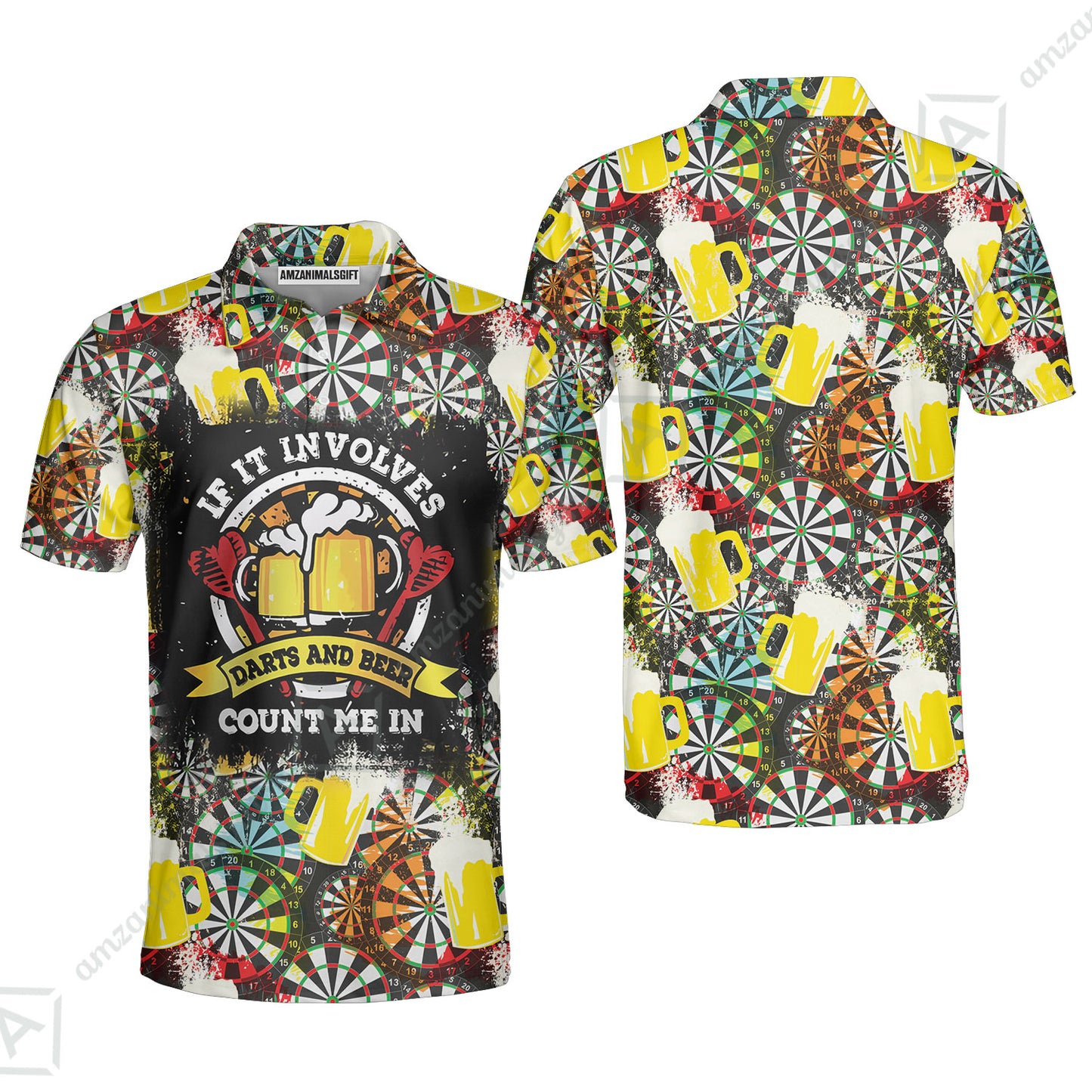 Customized Darts T-Shirt, Darts And Beer I'm Here, Personalized Name Darts T-Shirt