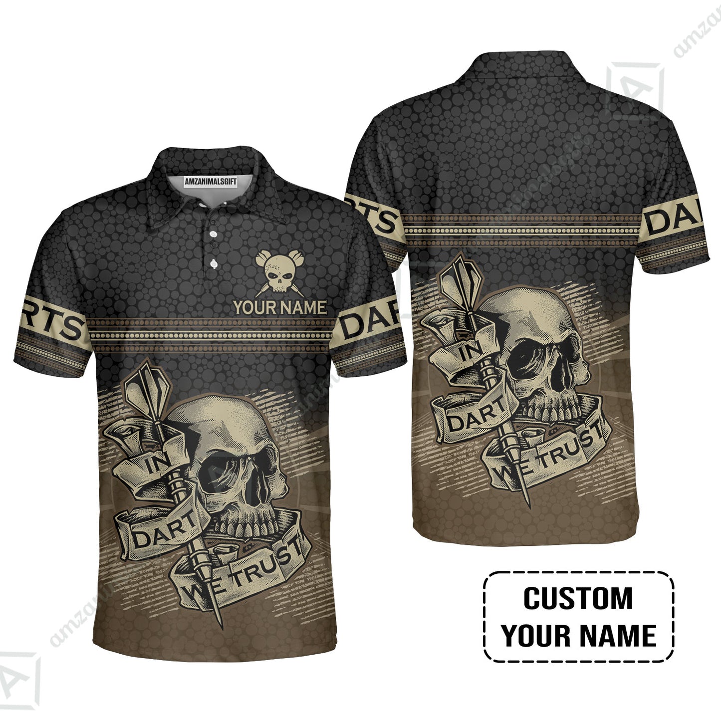 Customized Darts T-Shirt, Personalized Skull In Darts We Trust Darts T-Shirt