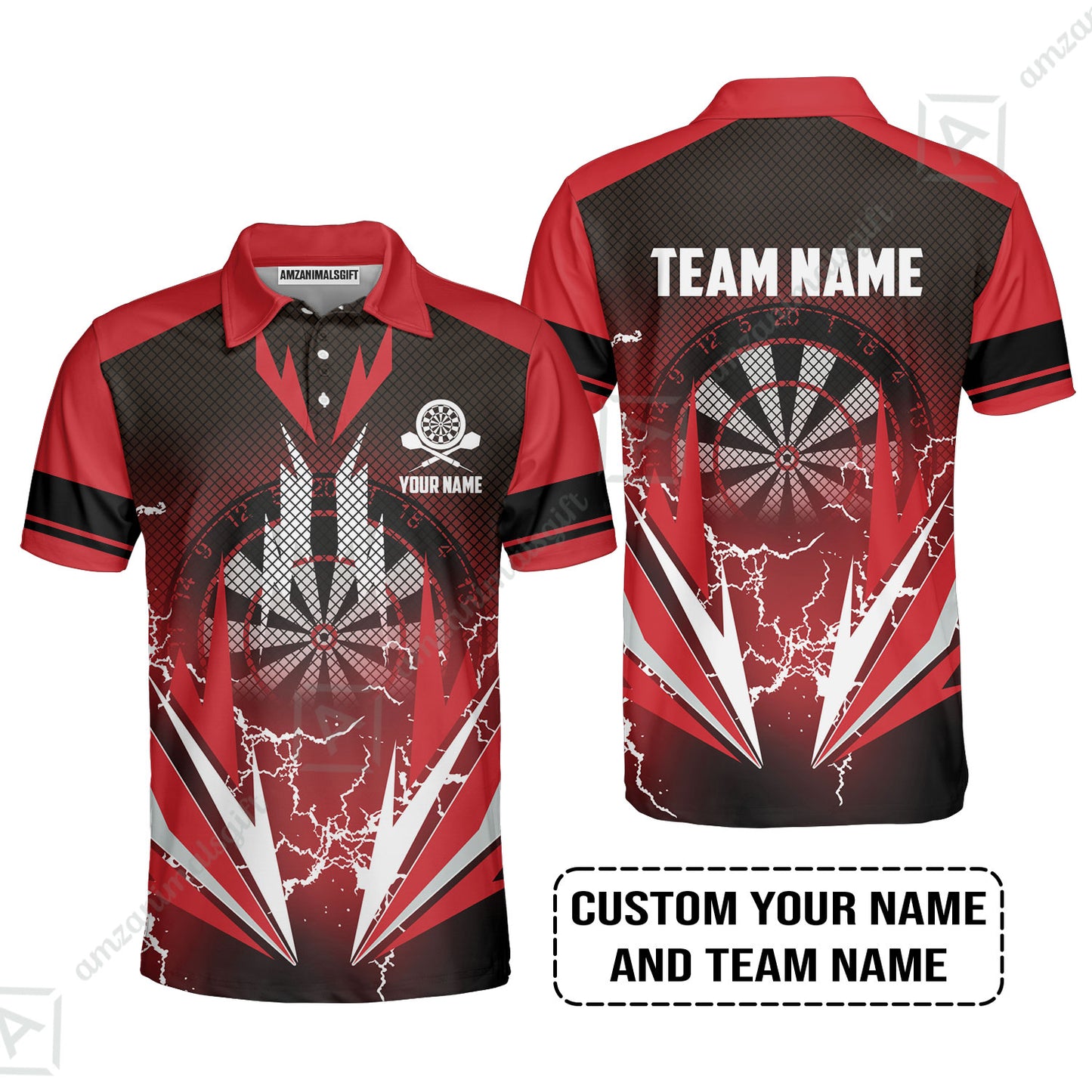 Customized Name & Team Name Darts T-Shirt, Thunder Lighting Darts Personalized Darts T-Shirt