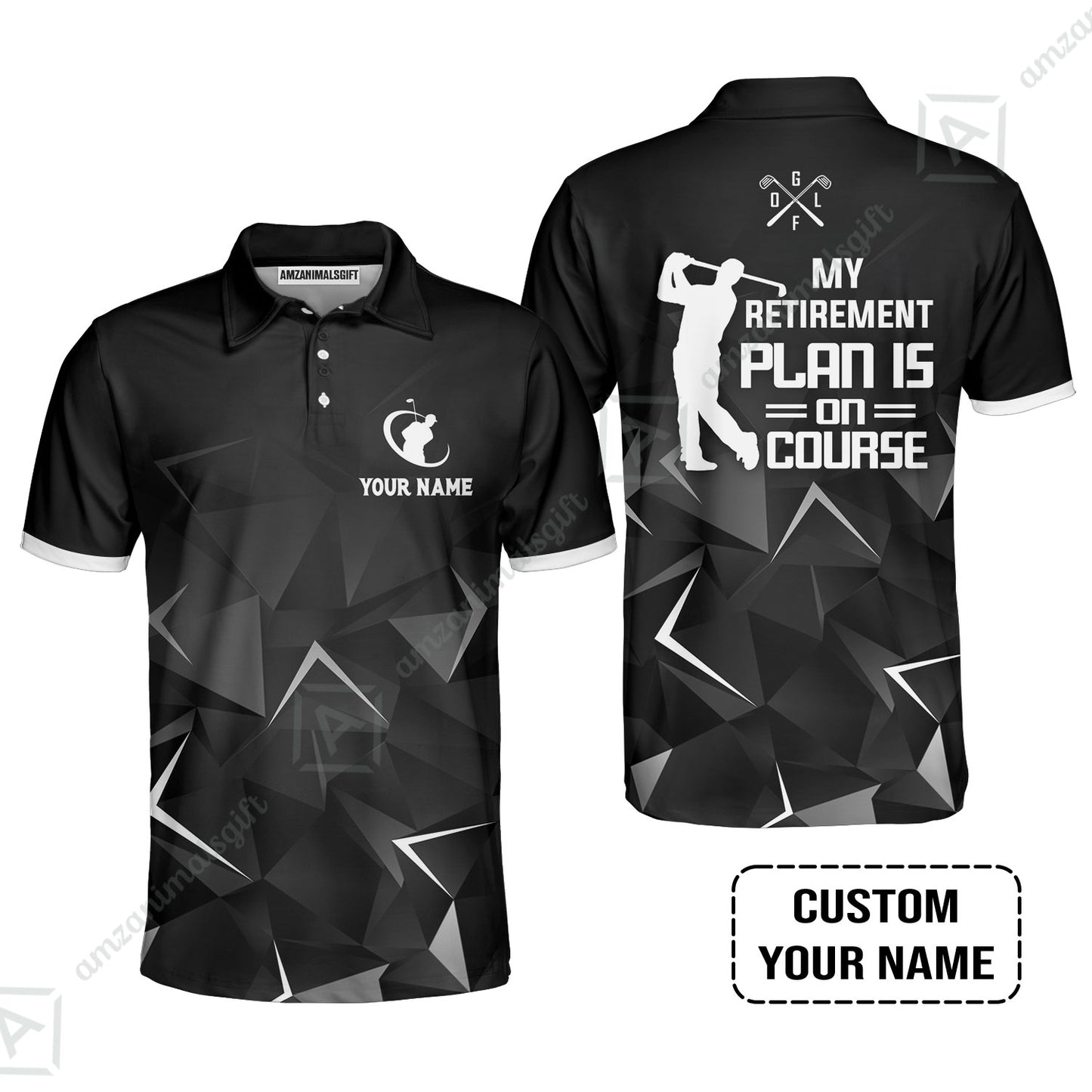 Golf T-Shirt Custom Name - Golfing My Retirement Plan Is On Course Personalized T-Shirt