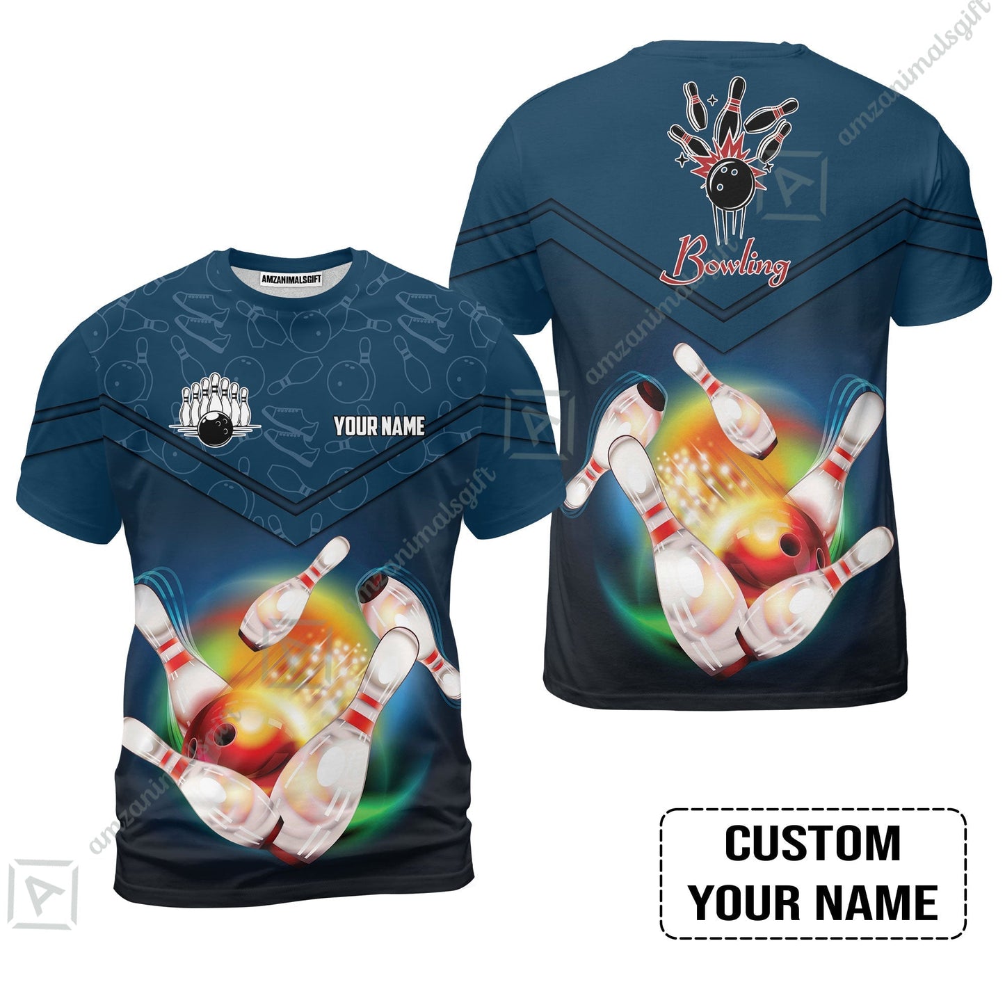 Custom Bowling Hoodie - Amazing Bowling Ball Pattern And Shoe Personalized Name Hoodie