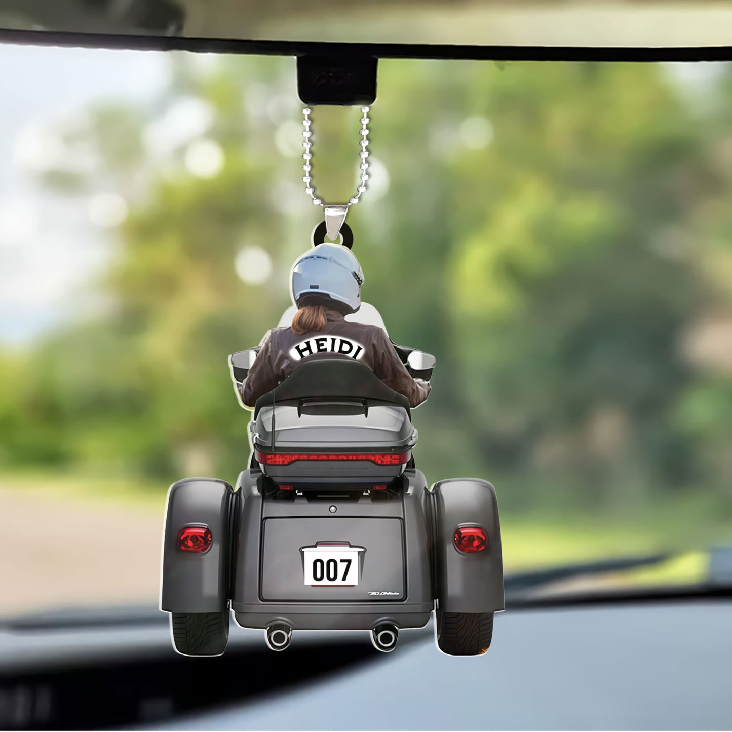 Personalized Biker Women Trike Tri Glide Motorcycle Woman Keychain - Custom Shape Acrylic Keychain