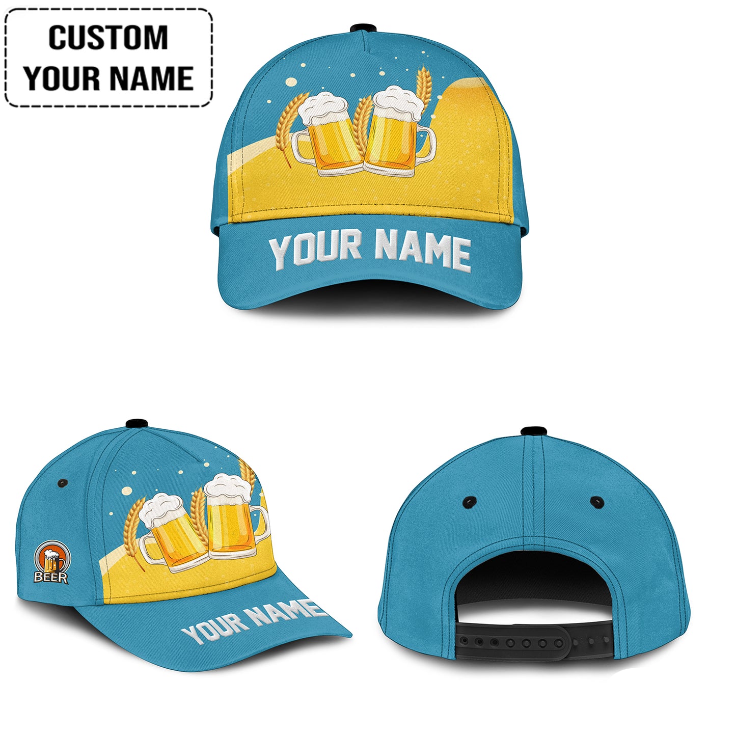 Custom Blue Beer Pattern Design Oktoberfest Beer Festival Performance Polo Shirt