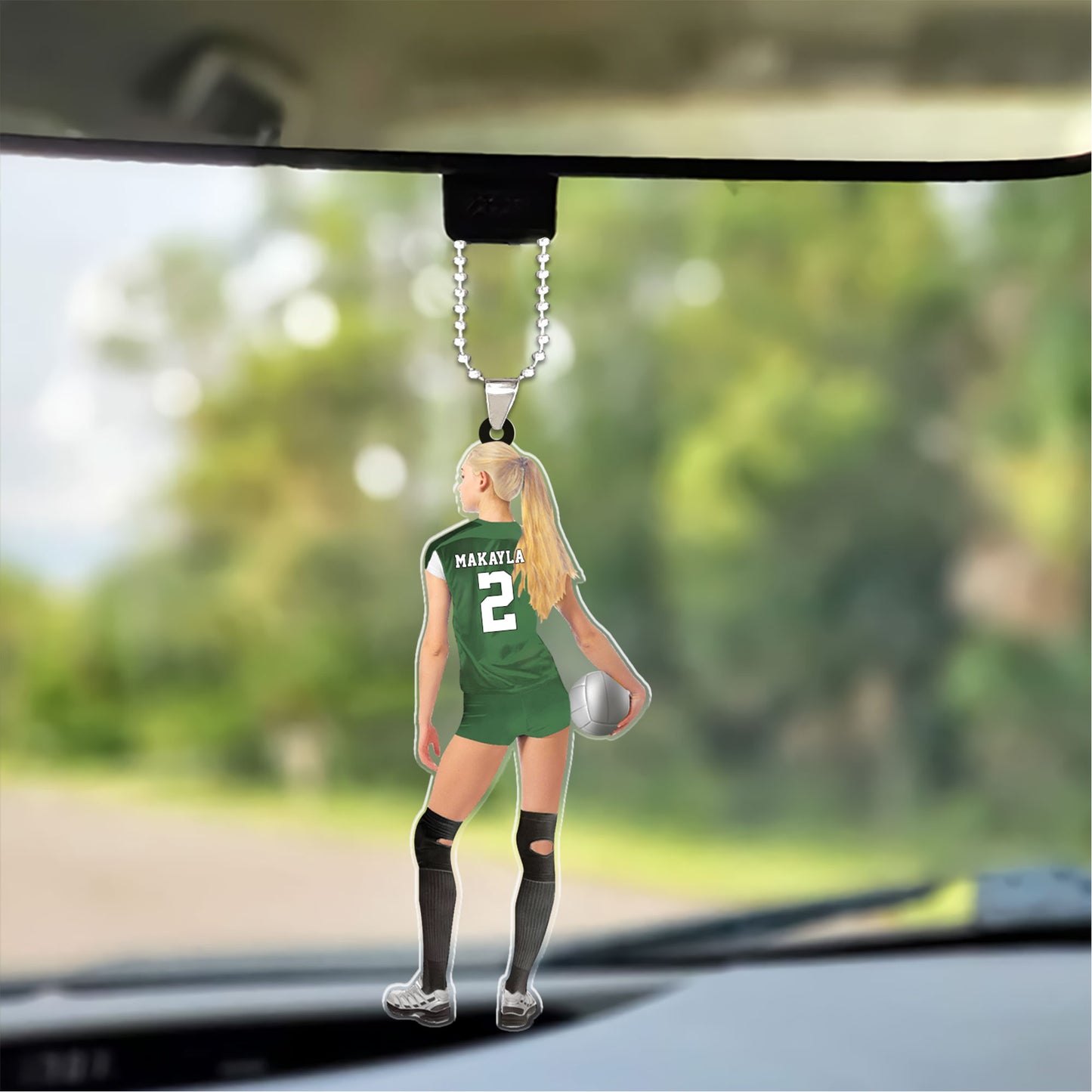 Custom Volleyball Acrylic Christmas Keychain, Personalized Volleyball Girl Players Acrylic Keychain For Volleyball Lover, Christmas, New Year