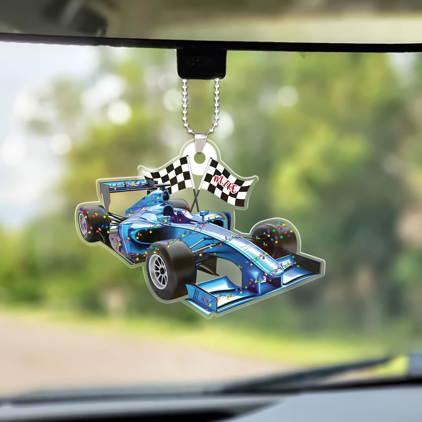 Personalized F1 Racing Christmas Keychain, Custom Name F1 Flat Acrylic Keychain, Gift For Racers F1 Lovers