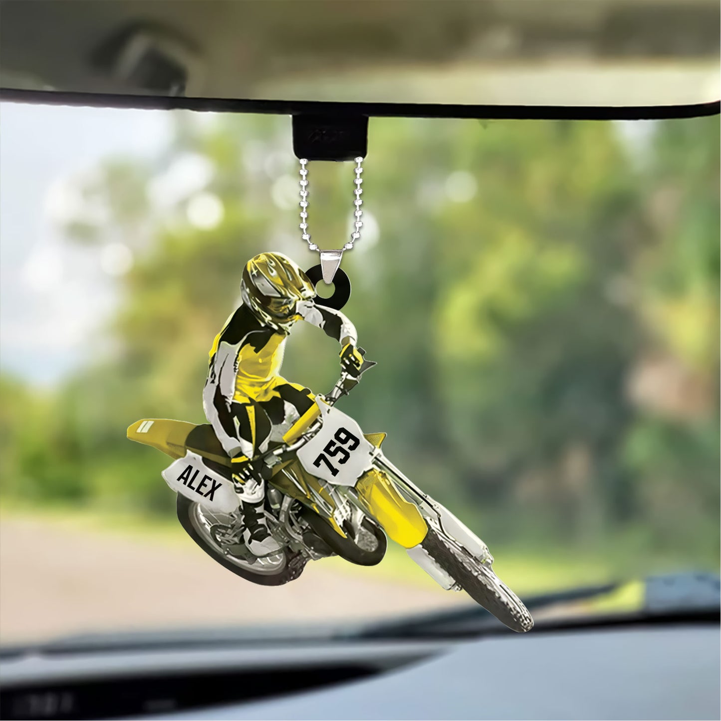 Personalized Motocross Dirt Bike Christmas Acrylic Ornament, Custom Name and Number Motocross Ornament