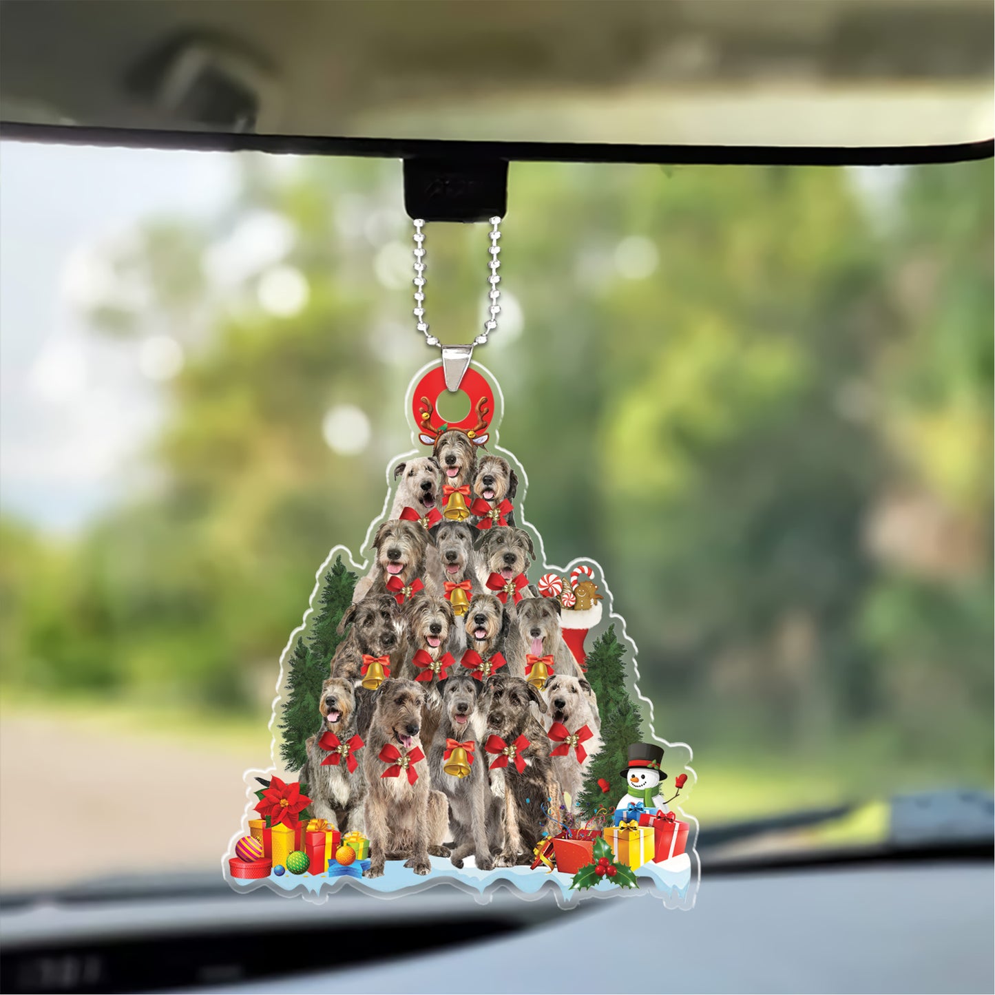 Irish Wolfhound Dogs Christmas Tree Acrylic Keychain, Dog Gifts For Decor Home, Christmas Gift For Dog Lovers, Dog Owners