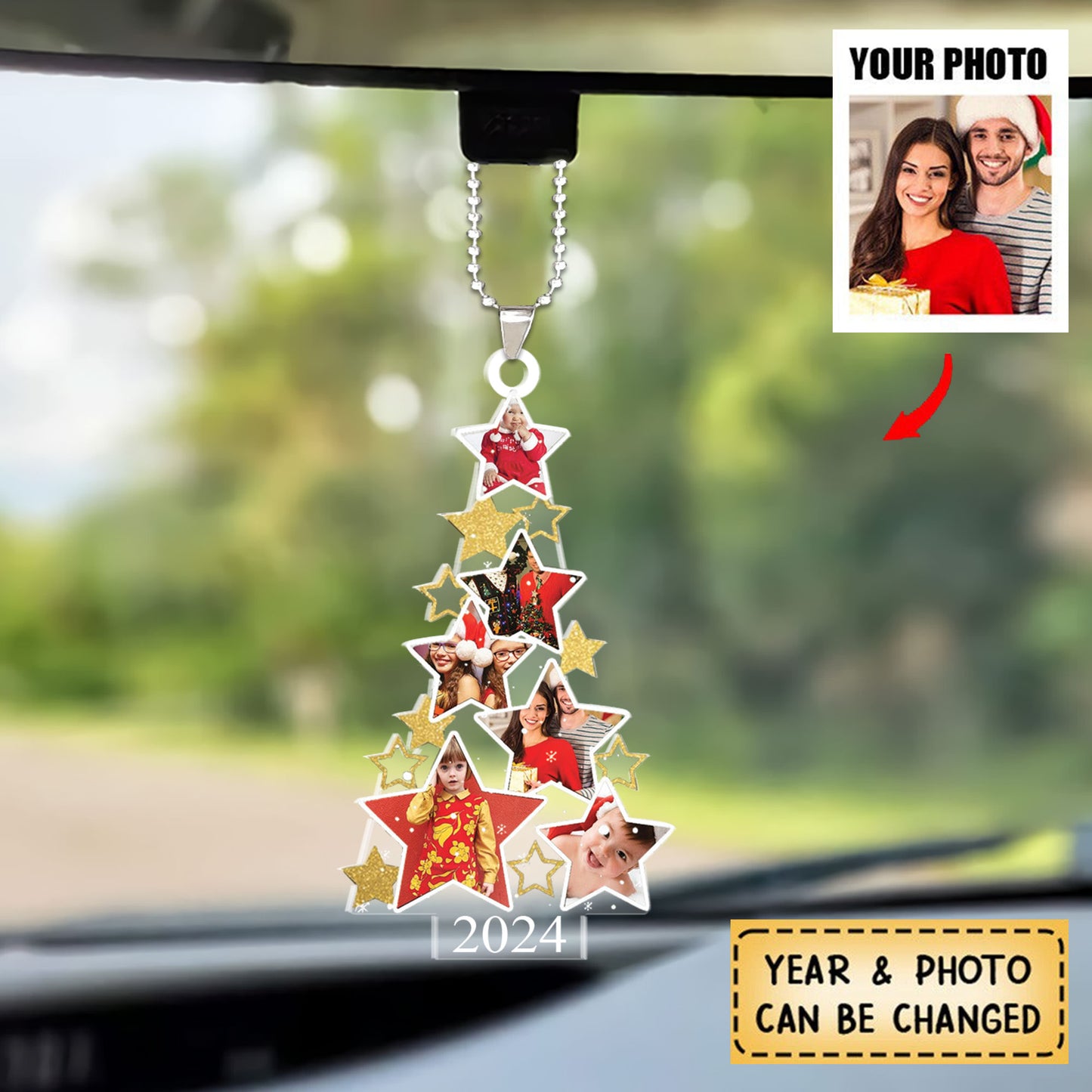Custom Photo Christmas Keychain - Personalized Photo Acrylic Keychain - Christmas Gift For Family