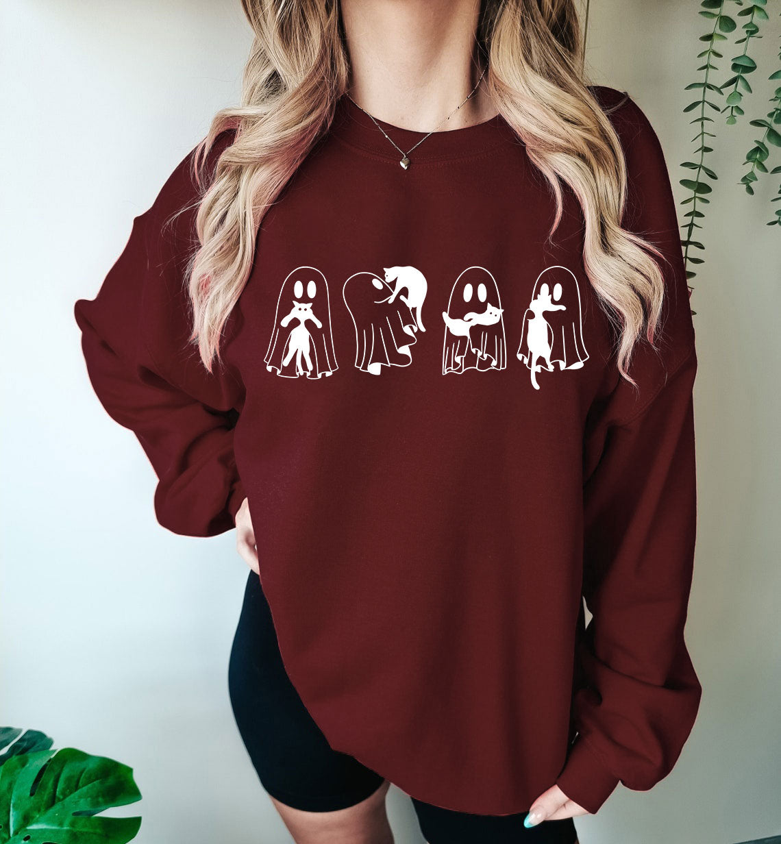 Ghost Cat Sweatshirt, Ghost Cat Shirt, Black Cat Halloween Sweatshirt