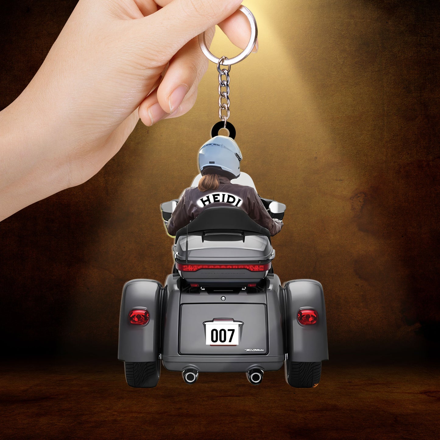 Personalized Biker Women Trike Tri Glide Motorcycle Woman Ornament - Custom Shape Acrylic Ornament