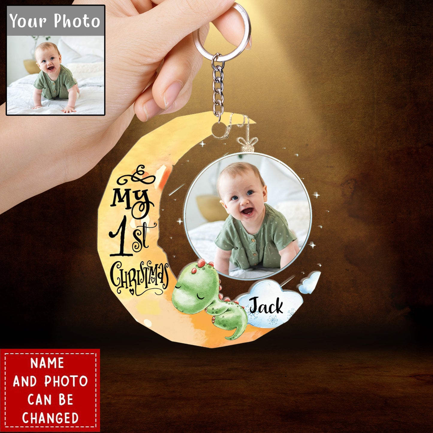 Personalized Baby's First Christmas Custom Photo Acrylic Ornament - Christmas Gift For Baby Kids, Newborn Baby