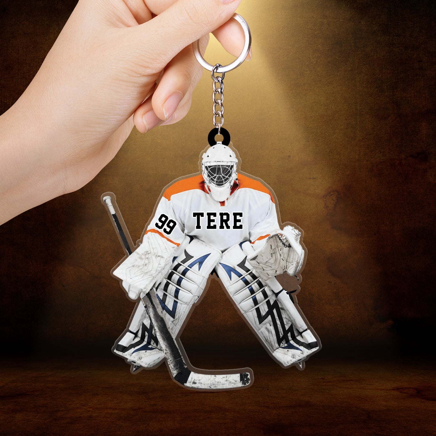 Personalized Hockey Goalie Christmas Car Ornament, Custom Name Car Ornament Hanging Tree - Gift For Hockey Lovers