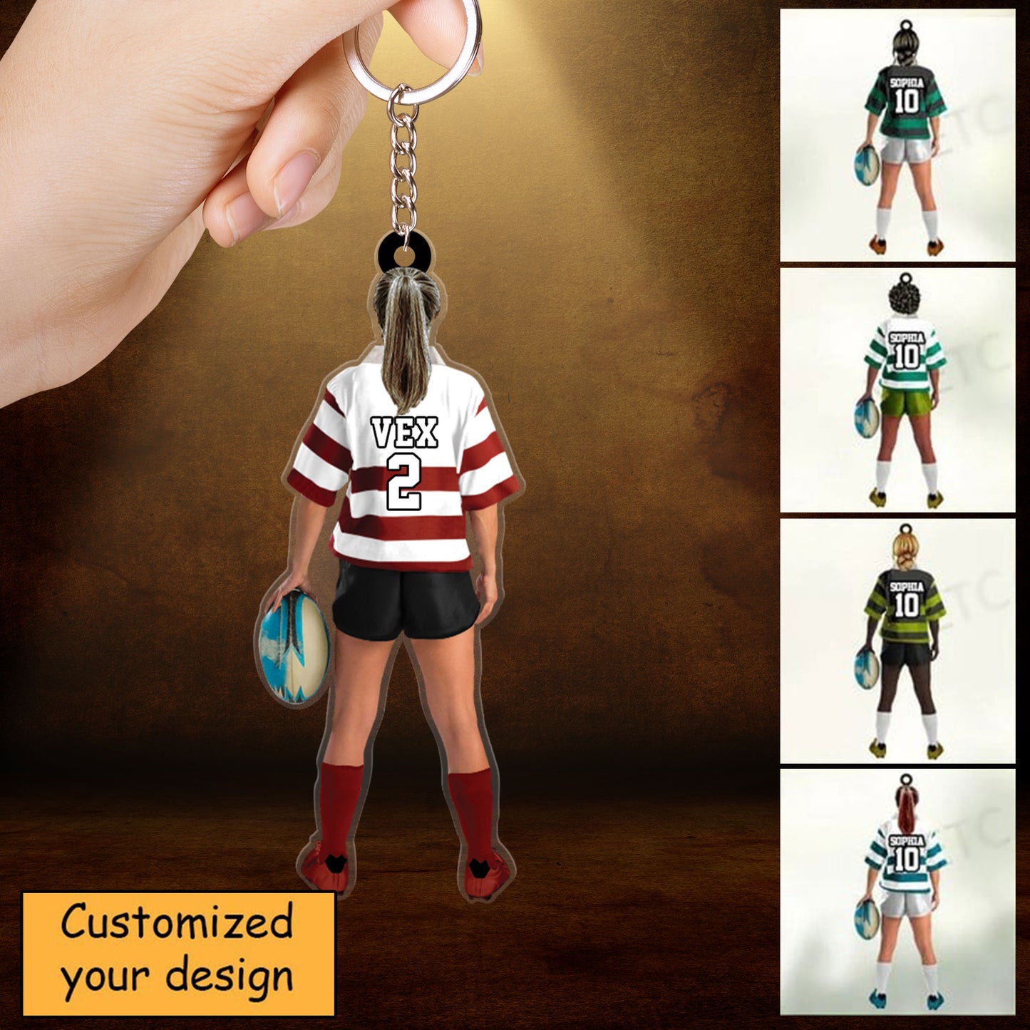 Personalized Female Rugby Girl, Woman Player Acrylic Christmas Ornament - Gift For Rugby Players, Christmas Ornament Hanging Tree