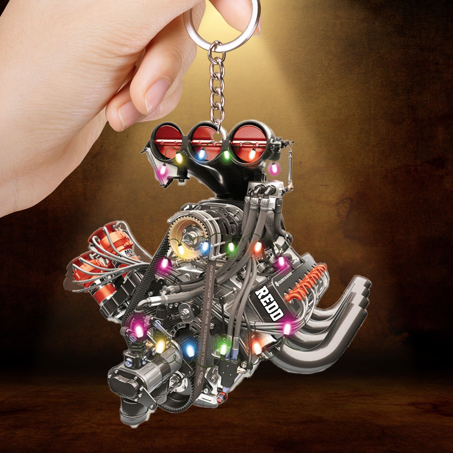 Custom Car Racing Acrylic Christmas Ornament, Personalized Drag Racing Hot Rod V8 Engine Ornament For Car Racing Lover, Christmas, New Year